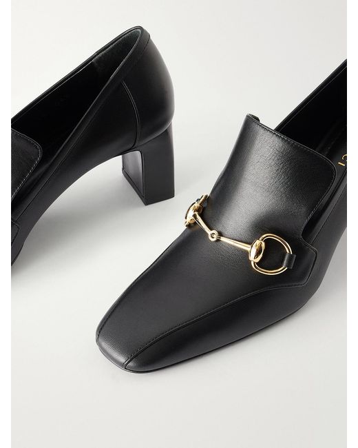 Gucci Black Galleria 60 Horsebit-Detailed Leather Pumps