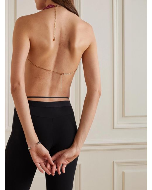 Rosantica Pink Mermaid Open-Back Chainmail Halterneck Top
