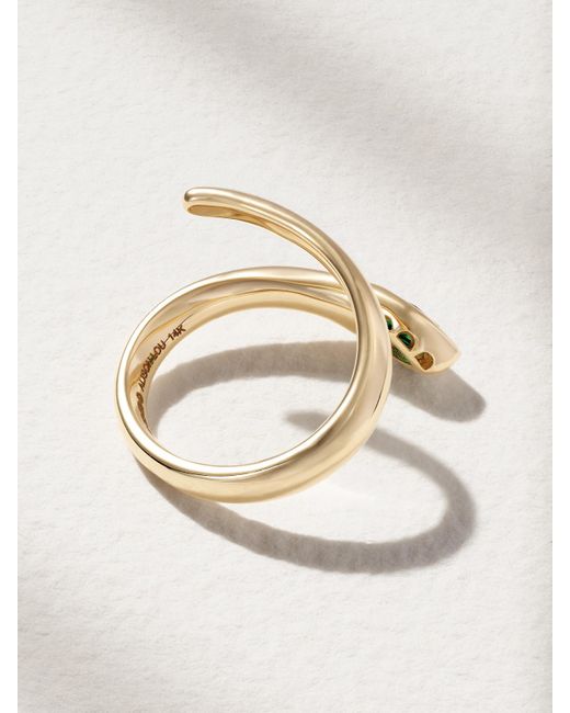 Alison Lou Natural Tear Ring Aus 14 Karat Mit Synthetischem Smaragd