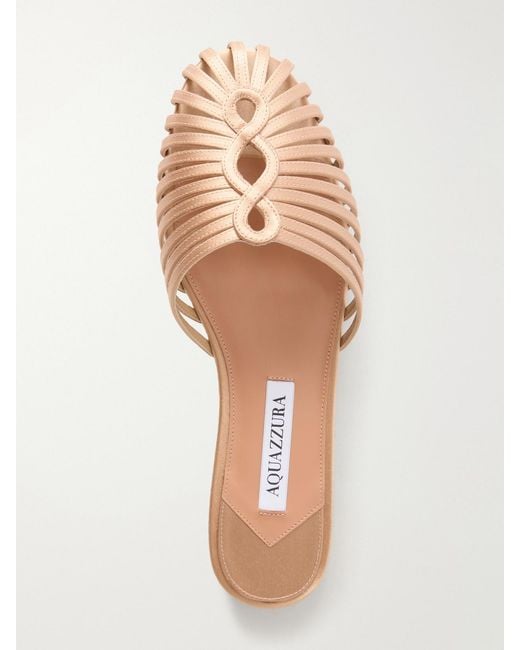 Aquazzura Natural Sweet Surrender Satin Mules