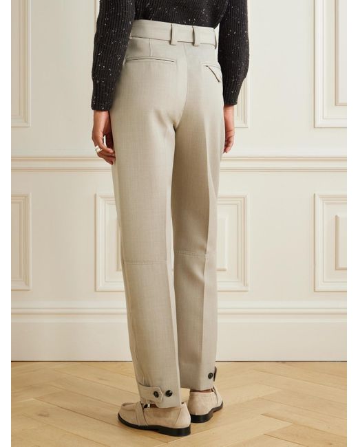 Bottega Veneta Natural Belted Paneled Wool-Twill Tapered Pants