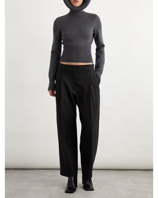 Alaïa Blue Wollpullover Mit Kapuze