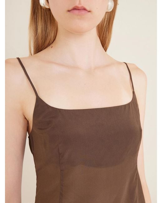 St. Agni Brown Stretch Satin Cami
