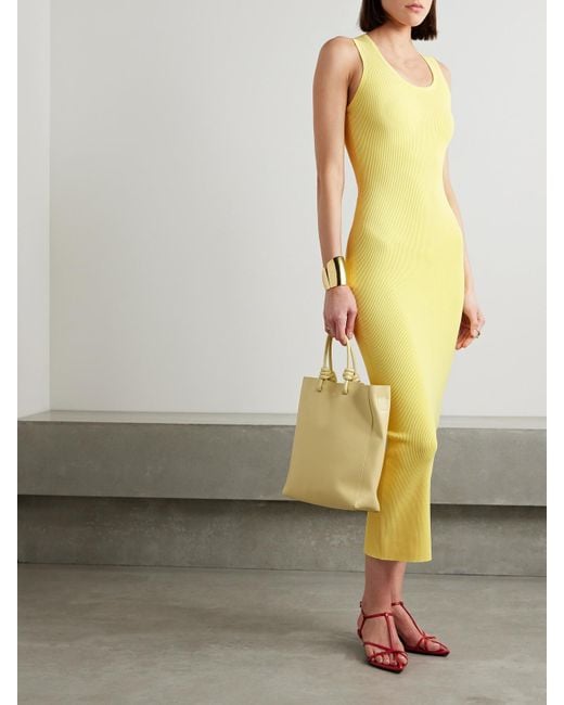 Proenza Schouler Yellow Cole Midikleid Aus Rippstrick Mit Cut-Outs