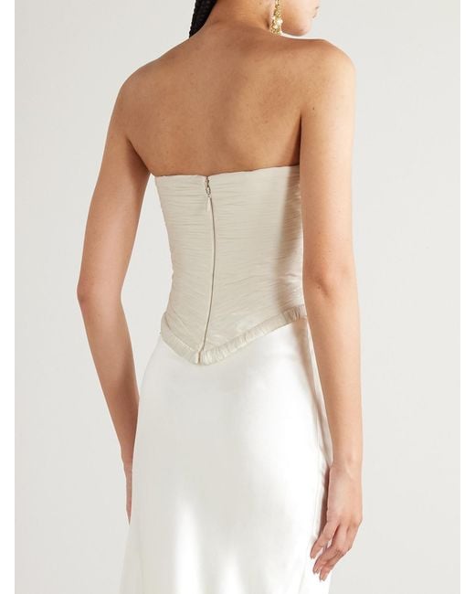 Danielle Frankel Natural Priscilla Strapless Gathered Taffeta Bustier Top