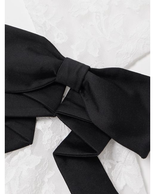 ShuShu/Tong White Cutout Bow-Embellished Cotton-Blend Lace Gown