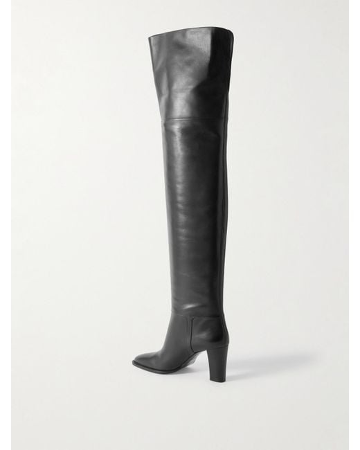 Saint Laurent Black Julia Overknees Aus Leder