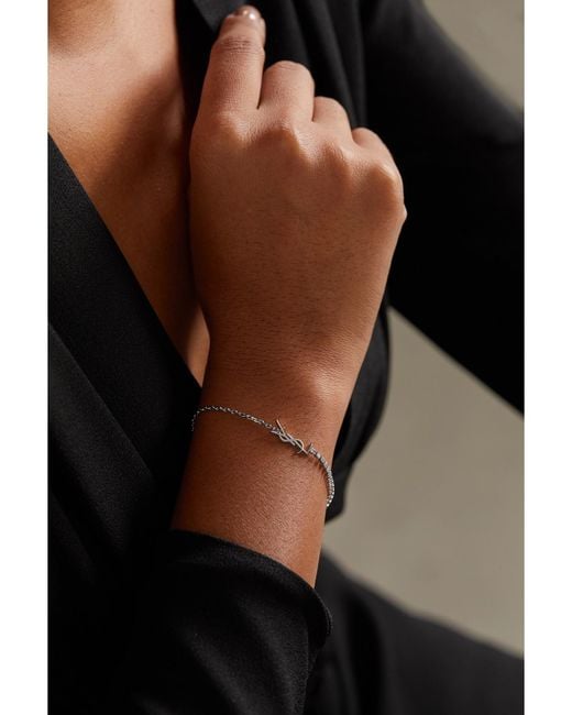 Saint Laurent Natural Tone Crystal Bracelet