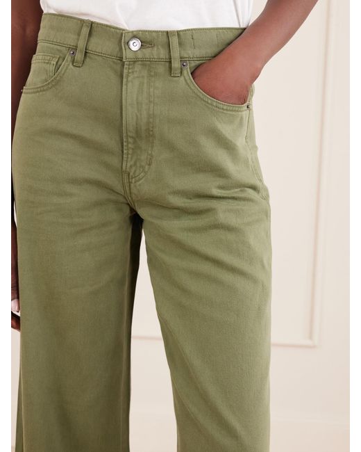 Veronica Beard Green Kasey Mid-Rise Wide-Leg Jeans