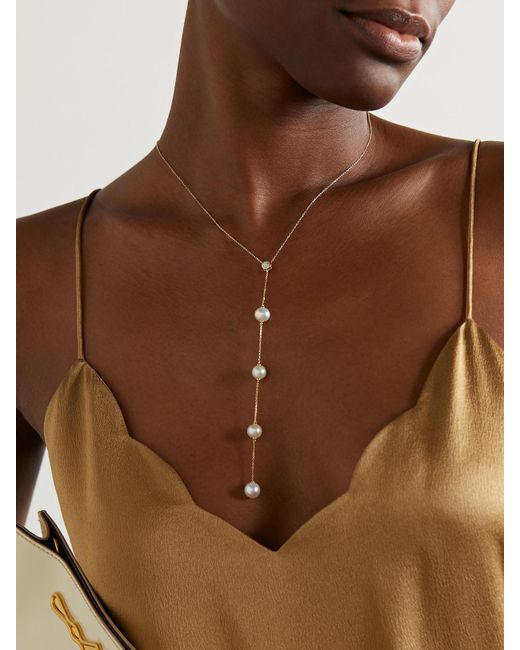 Collier En Or 14 Carats (585/1000) Diamant Et Perles Drizzle Mateo en coloris Natural
