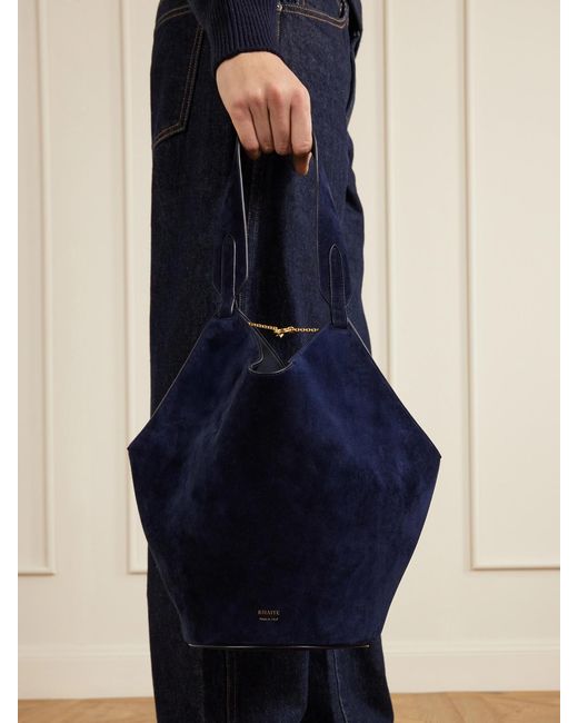 Khaite Blue Lotus Suede Shoulder Bag