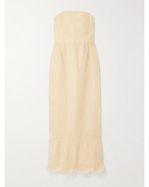 Posse Natural Essie Fringed Linen Maxi Dress