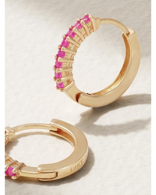 Mateo Natural 14-Karat Sapphire Hoop Earrings