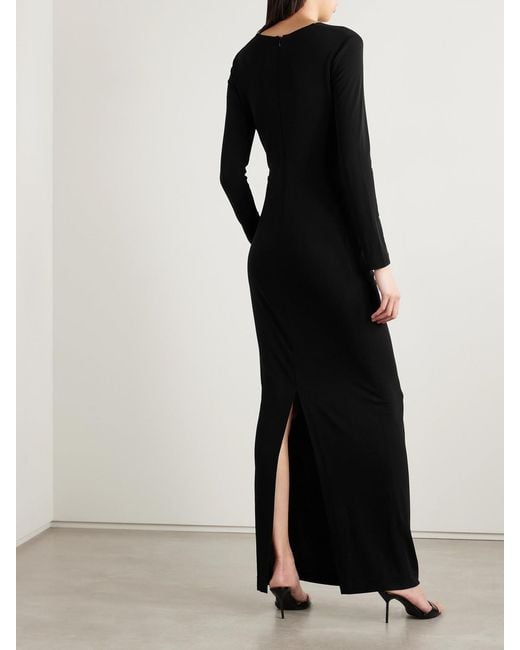 Nili Lotan Black Tavi Twist-Front Jersey Dress