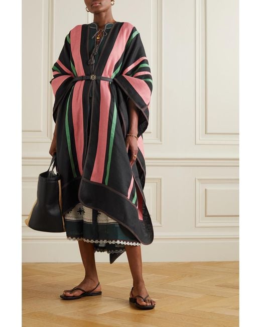 Vita Kin Black Ola Cape Aus Gestreiftem Leinen