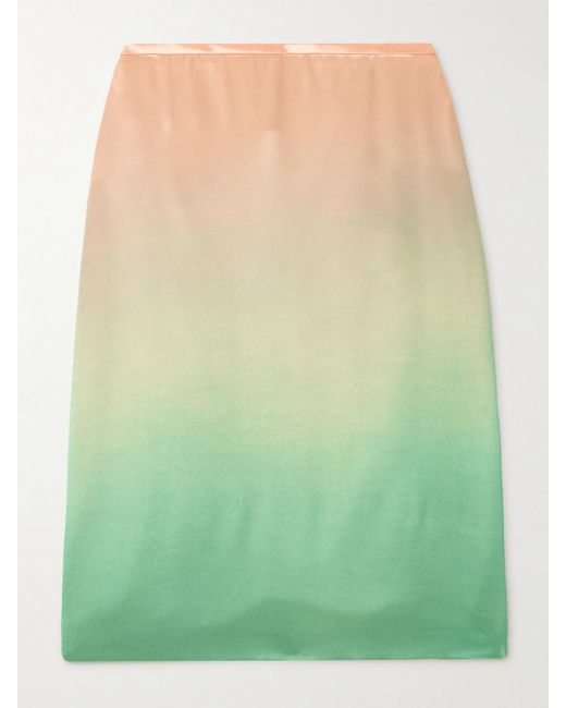 Jil Sander Green Midirock Aus Satin Mit Farbverlauf