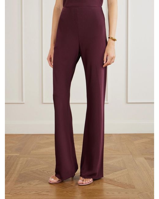 Veronica Beard Purple Braddock Satin Wide-Leg Pants