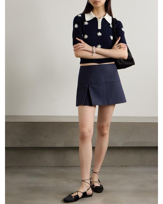 ShuShu/Tong Blue Wool-Blend Mini Skirt
