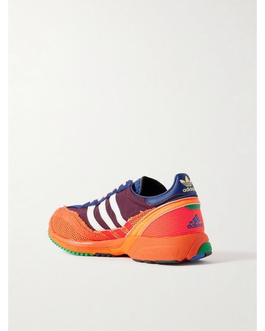 Adidas Originals Orange Bad Bunny Adizero Sl 72 Suede And Mesh-Trimmed Shell And Leather Sneakers