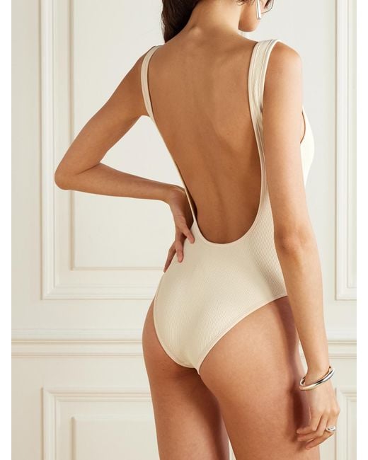 Johanna Ortiz White Explorer Recycled-Seersucker Swimsuit