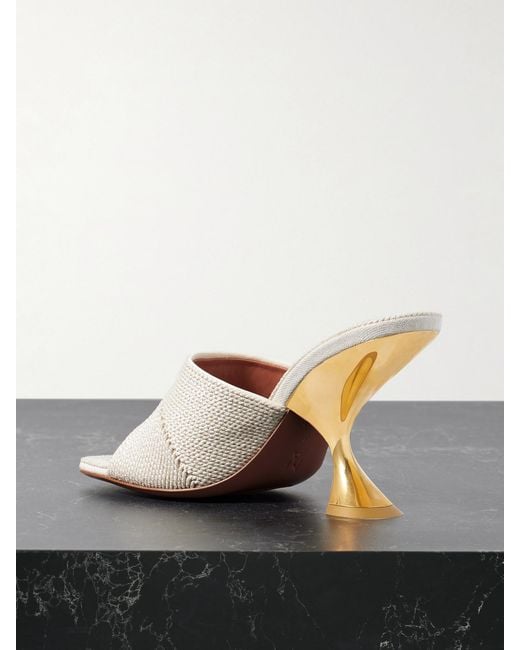 AMINA MUADDI Natural Taylor Canvas Mules