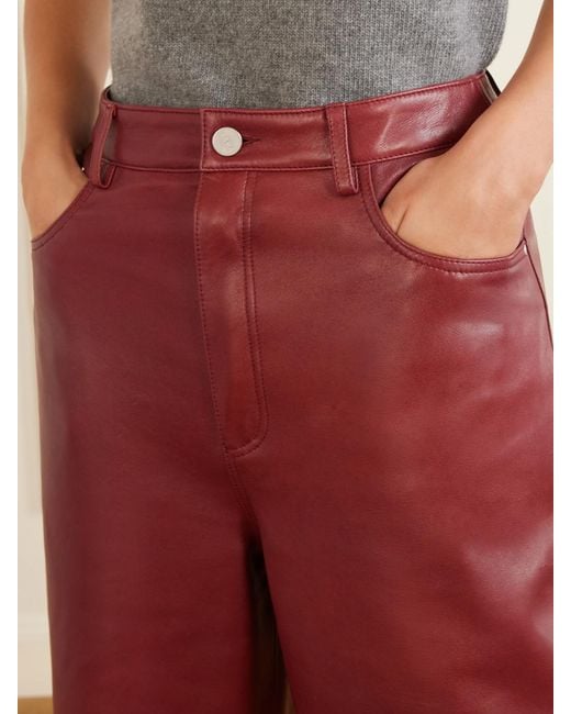 Arma Red Leather Wide-Leg Pants
