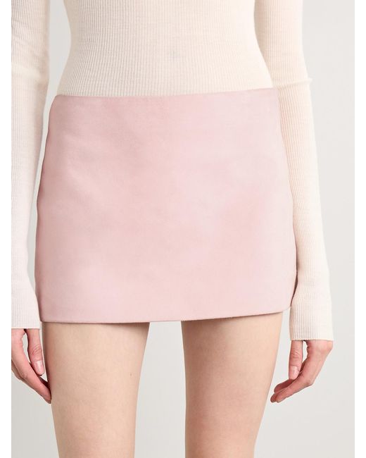 Khaite Pink Jett Suede Mini Skirt
