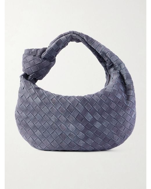 Bottega Veneta Blue Jodie Small Intrecciato Suede Tote
