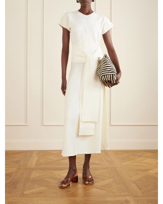 Violante Nessi White Turrel Tie-Detailed Jersey Midi Dress
