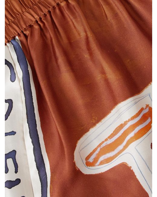 ALÉMAIS Orange Lrnce Soleil D'Amour Barrel-Hose Aus Bedrucktem Seiden-Twill