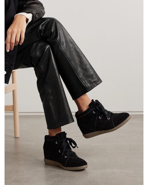 Isabel Marant Black Bobby Sneakers Aus Veloursleder Mit Keilabsatz