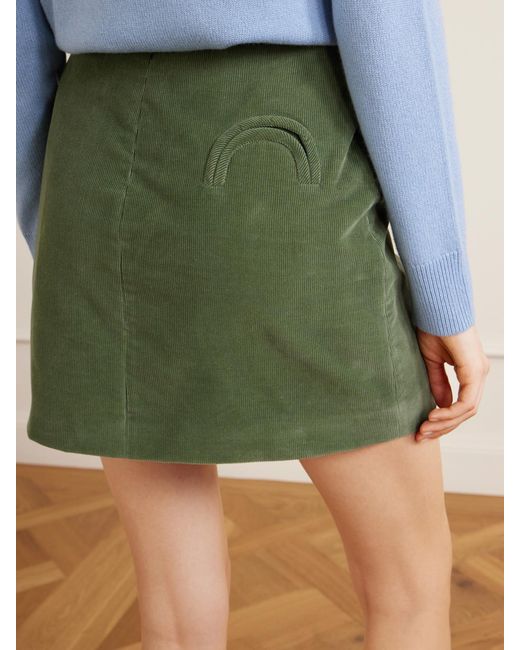 Blazé Milano Green Coci Cotton-Corduroy Mini Skirt