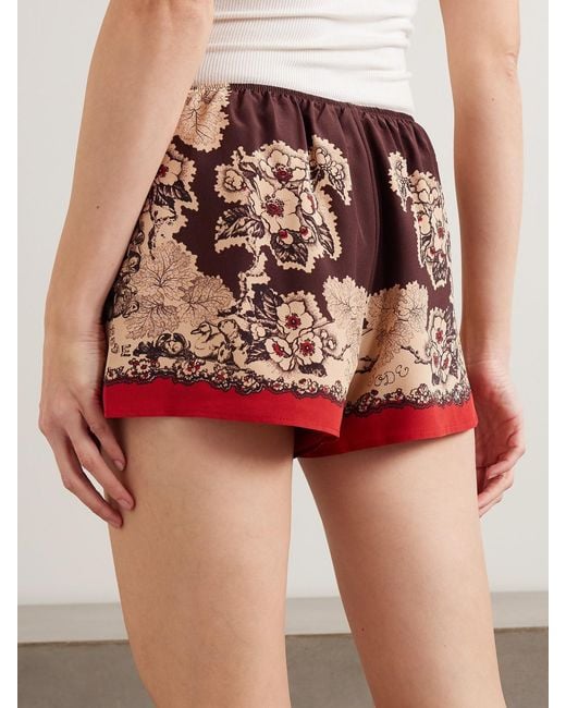 Bode Metallic Storybook Tap Printed Silk Shorts