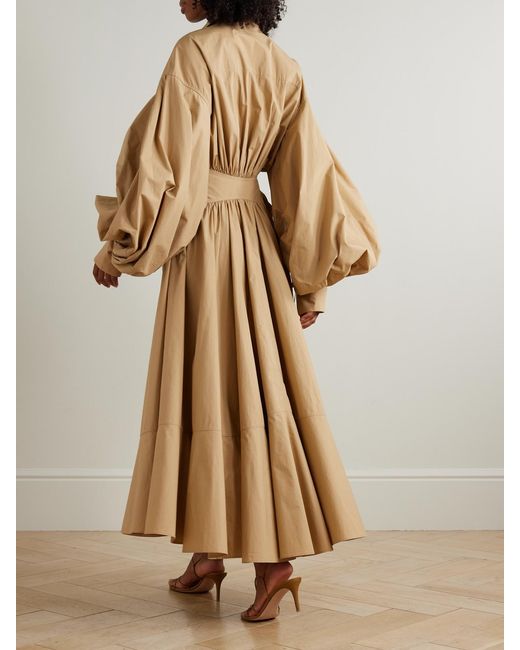 Zimmermann Natural Rebellion Gathered Cotton-Poplin Midi Wrap Dress