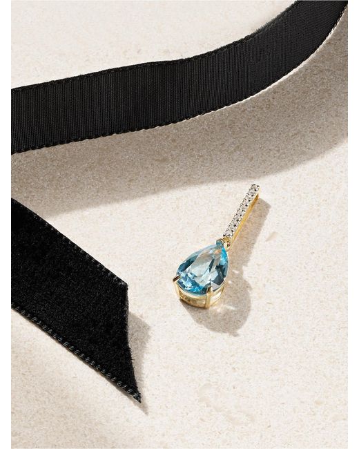 Mateo Black 14-Karat, Velvet, Topaz And Diamond Choker
