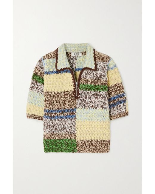 Sea Paige Crochetknit Polo Sweater in Yellow Lyst Canada
