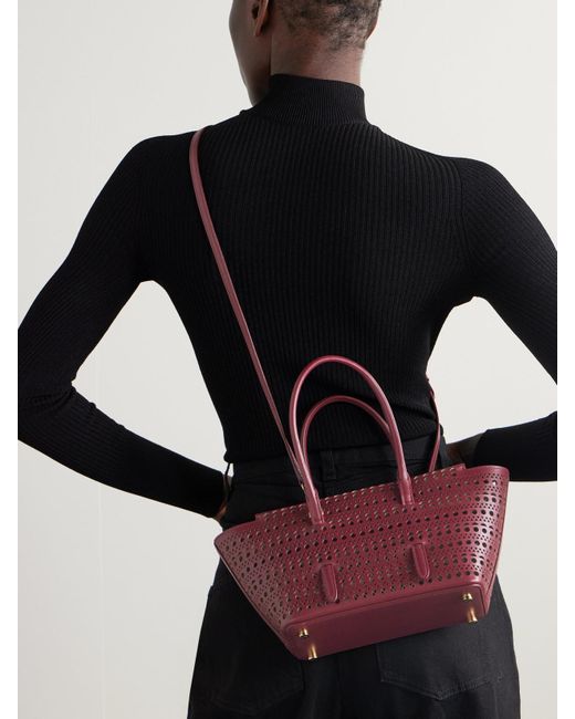 Alaïa Red New Mina 20 Laser-Cut Leather Tote