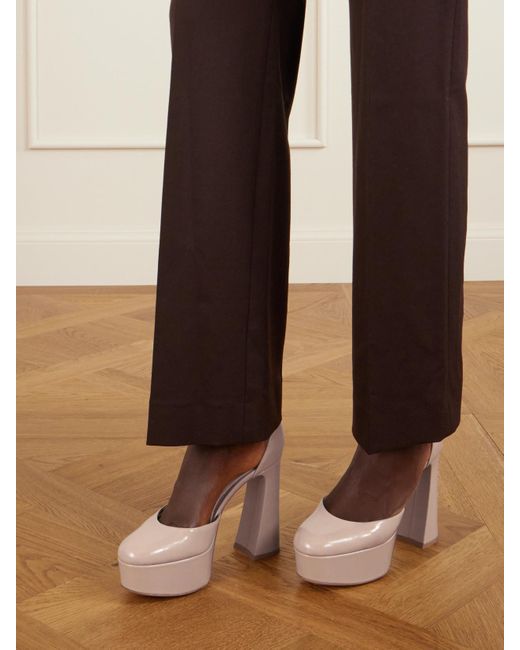 Gianvito Rossi Natural Hilary 70 Patent-Leather Platform Pumps