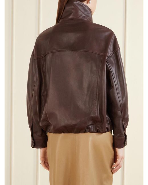 Nour Hammour Brown Leather Jacket