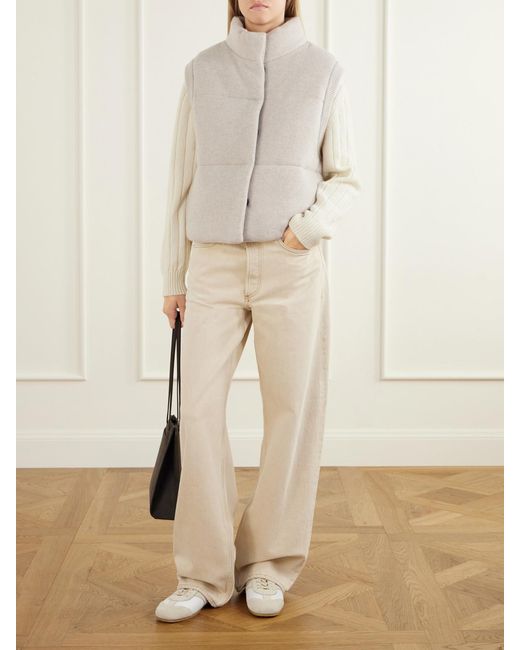 LeKasha Natural Montana Ribbed Cashmere Puffer Vest