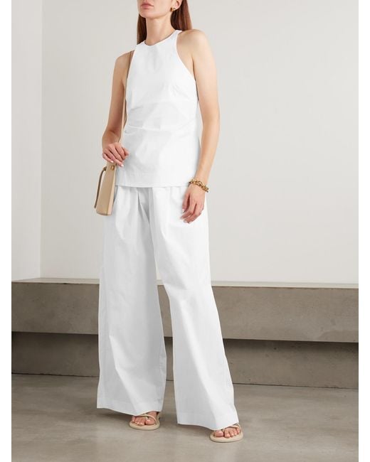 St. Agni White Open-Back Cotton-Blend Poplin Tank