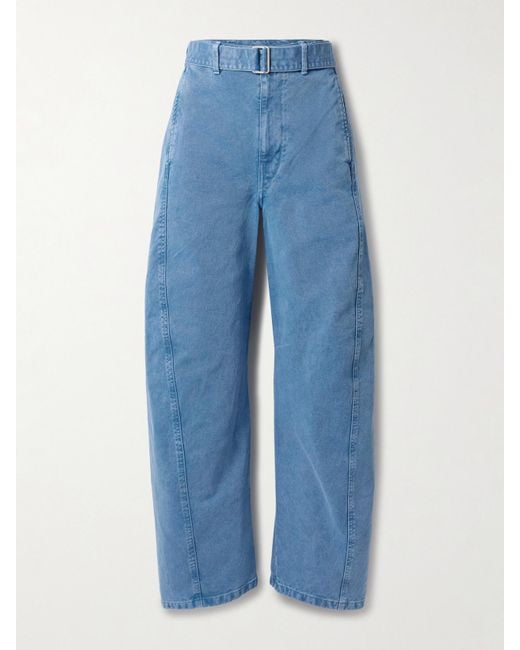 Lemaire Blue Twisted Halbhohe Barrel-Jeans Mit Gürtel