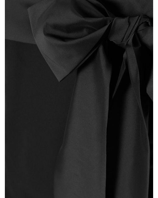 BERNADETTE Black Bart Bow-Embellished Taffeta-Trimmed Crepe De Chine Gown