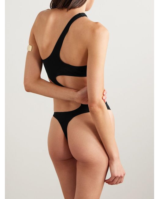 Kiki de Montparnasse Black La Sirene One-Shoulder Cutout Swimsuit