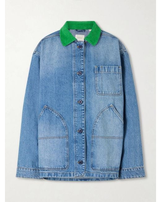 Doen Blue Pascual Corduroy-Trimmed Denim Jacket