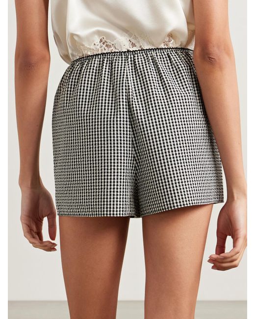 Doen Black Larena Gingham Recycled-Seersucker Shorts