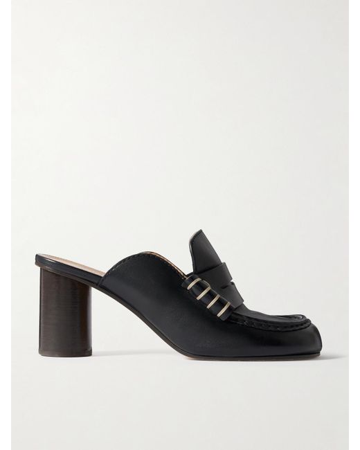 J.W. Anderson Black Loafer Whipstitched Leather Mules