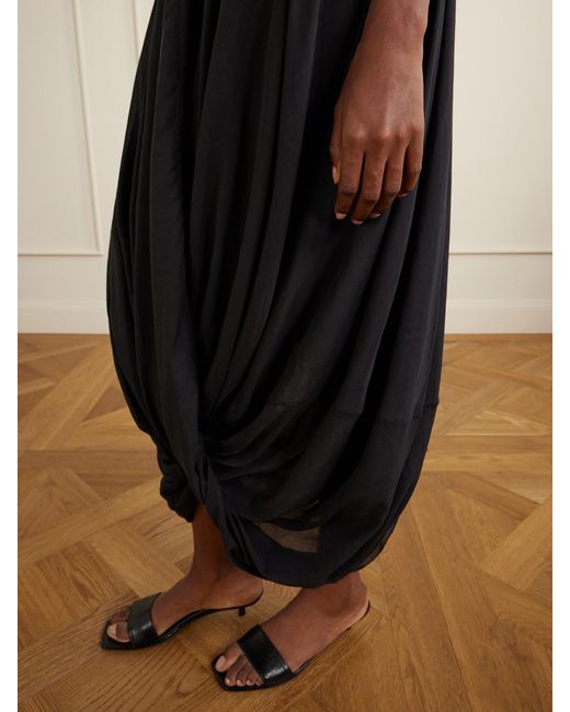 Totême Black Cocoon Draped Lyocell And Organic Cotton-Blend Maxi Skirt