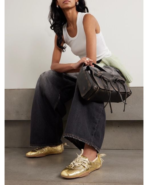 Acne Natural Metallic Leather Sneakers