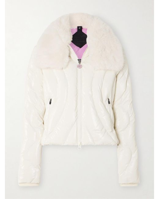 Perfect Moment Natural Carving Air Skijacke Aus Gestepptem, Glänzendem Shell Mit Shearling-Besatz